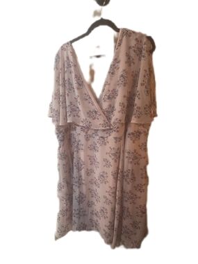 Floral Wrap Midi Dress in Soft Blush